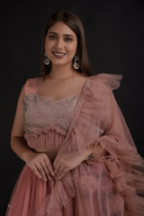 Net Rose Peach Lehenga Set_DTR1361 2